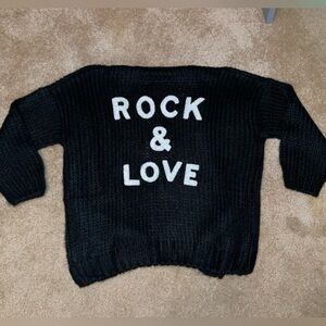 Elan Black Rock and Roll Cardigan Sweater.
